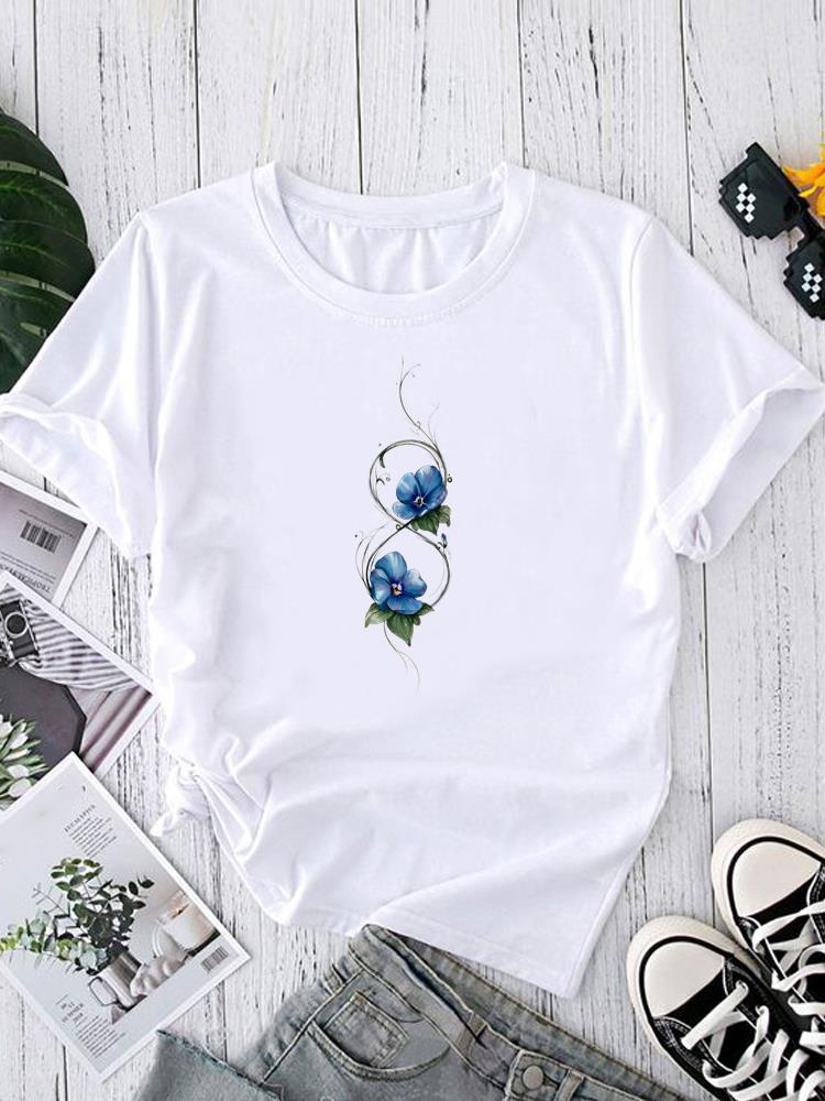 (Asian Size) Women's Clothing T watercolor cute love Graphic Female Top O-neck Tee Fashion Print Casual Short Sleeve T-shirts