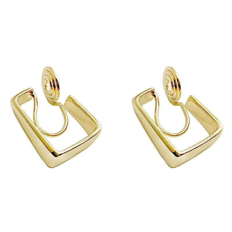 Square Mosquito Coil Ear Clips: Fashionable, Pain-Free Metal Earrings with a Unique, Versatile Design for Women.