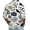 Men's Casual Long Sleeve Halloween Print Shirt Button Down Collar Relaxed Fit Lightweight Breathable Fabric Casual Sport Shirt