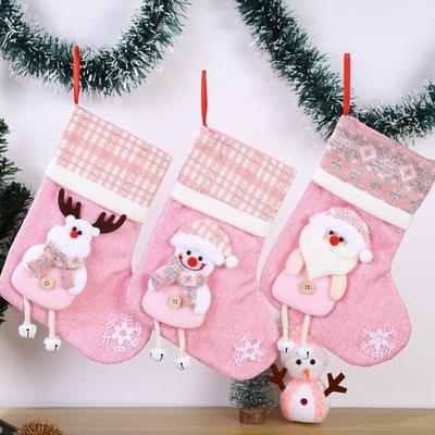 New Large Christmas Socks Santa Claus Pink Xmas Socks Christmas Decorations Elk Xmas Ornaments Merry Christmas