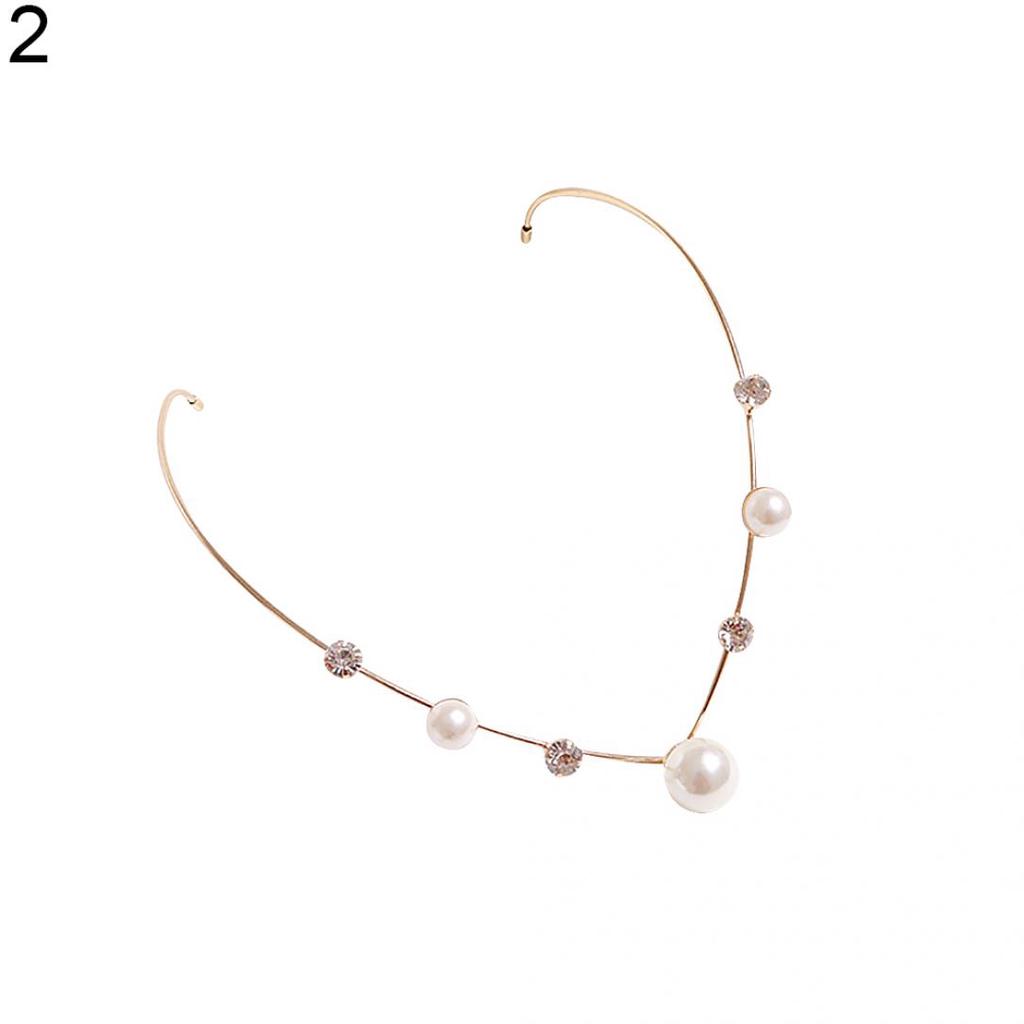 Süße Frauen Quaste Faux Perle Strass Haarband zurück Halter Haar Hoop Stirnband