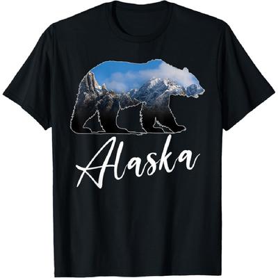 Alaskan Mountains Bear Grizzly Alaska State Souvenirs T-Shirt