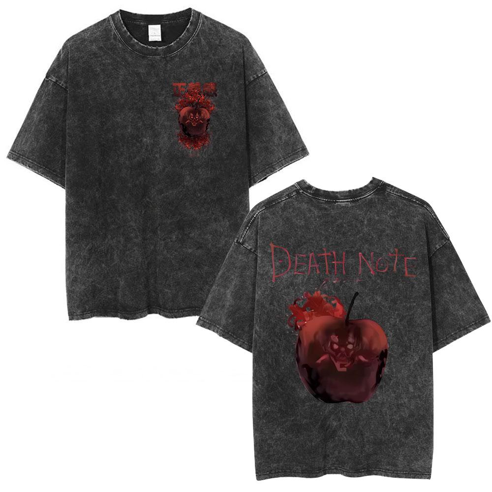 Anime Death Note Vintage Washed T Shirt Manga Yagami Light Misa Amane Graphic Tshirt Male Women Fashion Cotton Casual T Shirts