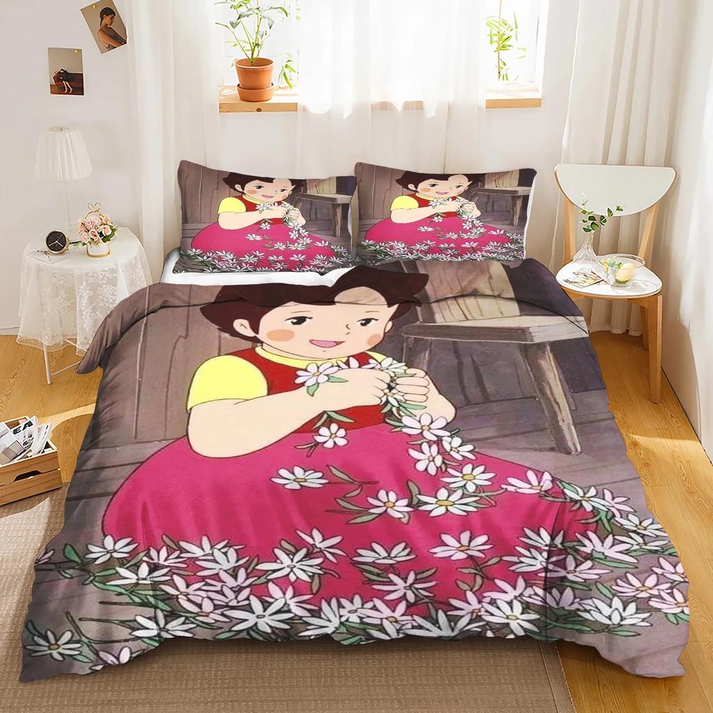 Catoon 3D Gedruckte Bettbezug Kissenbezug Heidi Mädchen Bettwäsche Set Jugend Kinder Mädchen Jungen Geburtstag Schlafzimmer Dekoration 2/3 Stück Set