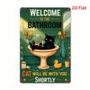Vintage Black Cat Tin Sign, Funny Bathroom Decor, Restroom Plaque, Retro Rustic Bathtub Art