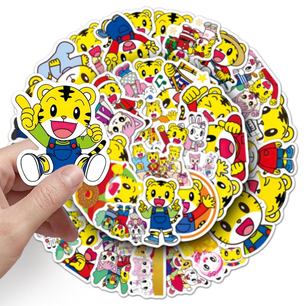 Qiaohu Cartoon Stickers: 50 Cute Waterproof Decorative Stickers for Storage Boxes, Helmets, Diaries, and Earphones.