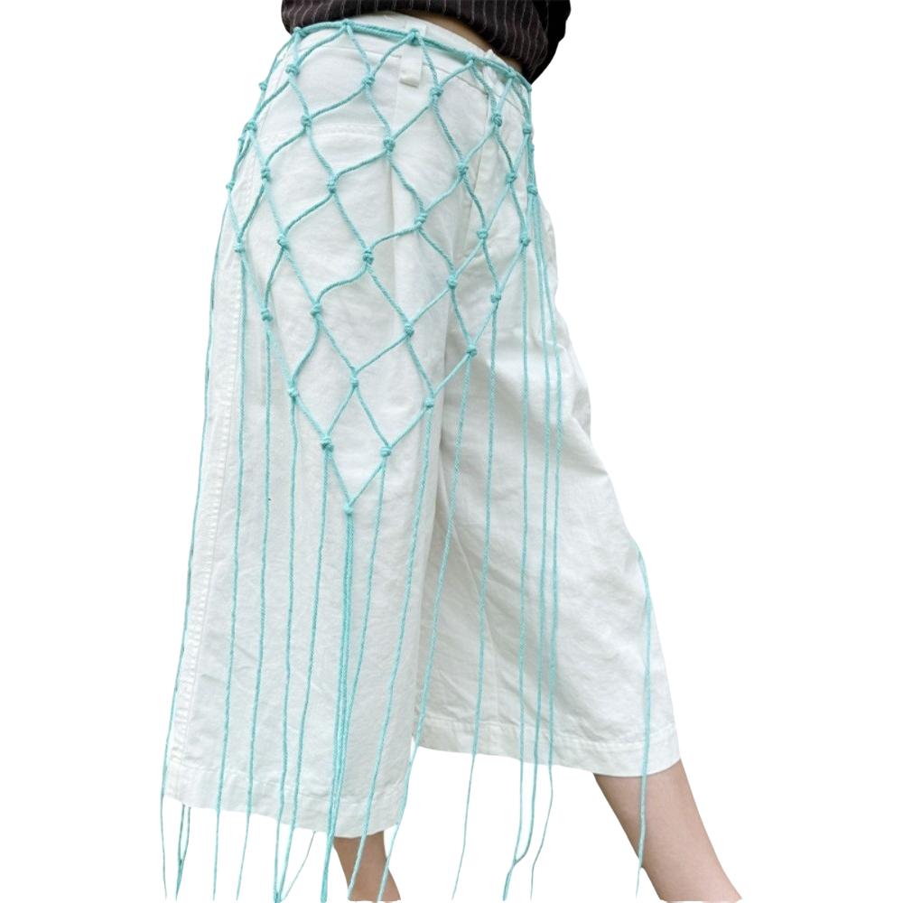 Bohemian Netted Fringe Waistband Decorative Tassel Ethnic Design Waist Wrap Handwoven Bikini Cover Up Women's Waist Accessory