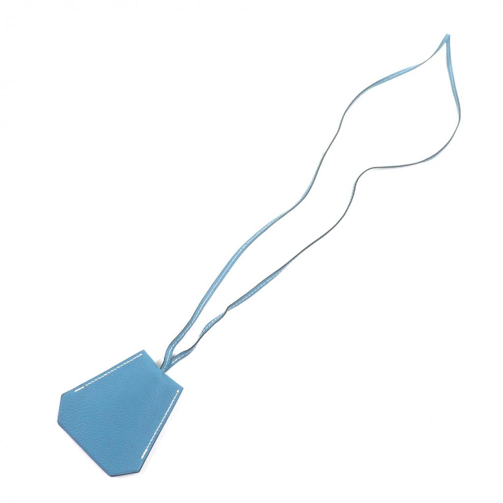 Great HERMES Necklace Large Clochette Blue gene leather mens Used
