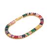 Gold Plated Rainbow Baguette CZ Tennis Bracelet – Luxury Colorful Gemstone Jewelry, Sparkle Gift for Women