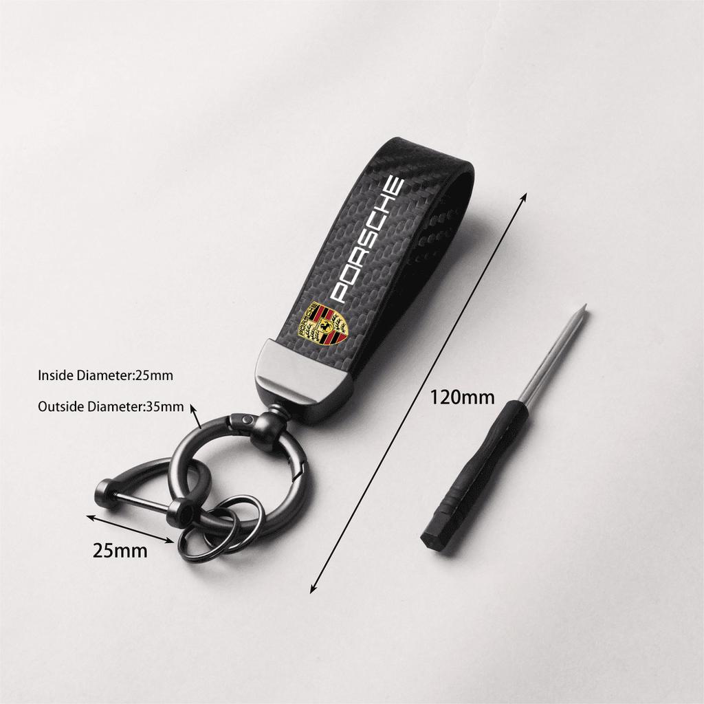 Car Accessories Decorat Carbon Fiber Keychain Keyring For Porsche Panamera Taycan 911 718 Macan Cayenne Boxster Cayman 918 Pajun