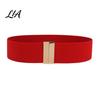 Comfortable Stretch Belt Wide Elastic Waist Belt, Adjustable Stretchy with Metal Stylish Modifier Square Buckle, Slimming Waistband for Dresses