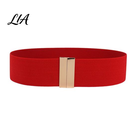 Comfortable Stretch Belt Wide Elastic Waist Belt, Adjustable Stretchy with Metal Stylish Modifier Square Buckle, Slimming Waistband for Dresses