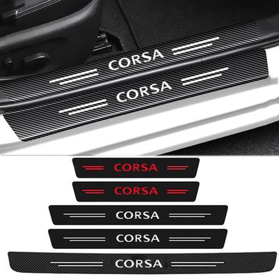 Carbon Fiber Car Door Threshold Sticker Anti-Scratch Waterproof for Corsa 2024 Rear Trunk Sill Side Decals Protect Film