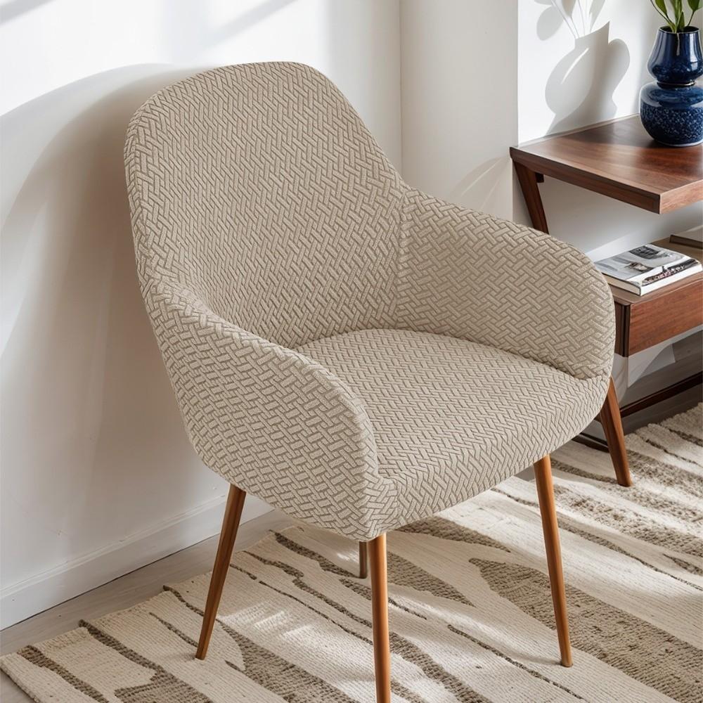 High-elastic Hotel Dining Chair Cover Anti-slip Jacquard Seat Cover Dust-proof Soft High Armchair Cover