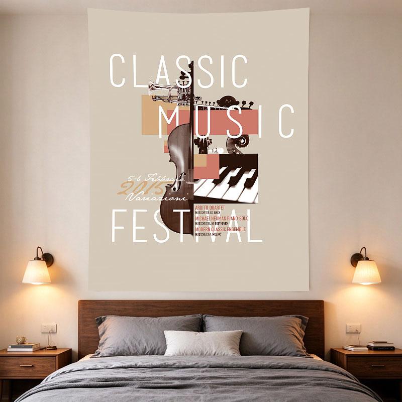 Classic Music Festival Instrument Collage Retro Poster