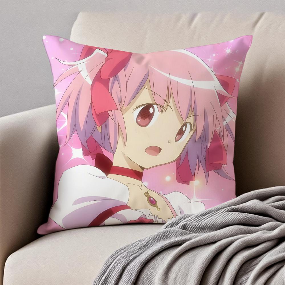 Cute Japanese Anime PPuella Magi Madoka Magica Cushion Cover Pillowcase Antidustmite Invisible Zipper Short Plush Sofa Cushion