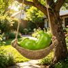 Hanging Frog Figurine, Resin Hammock Frog Ornament Holding Beer Mug, Garden Cute Frog Statue for Patio Balcony Decoration