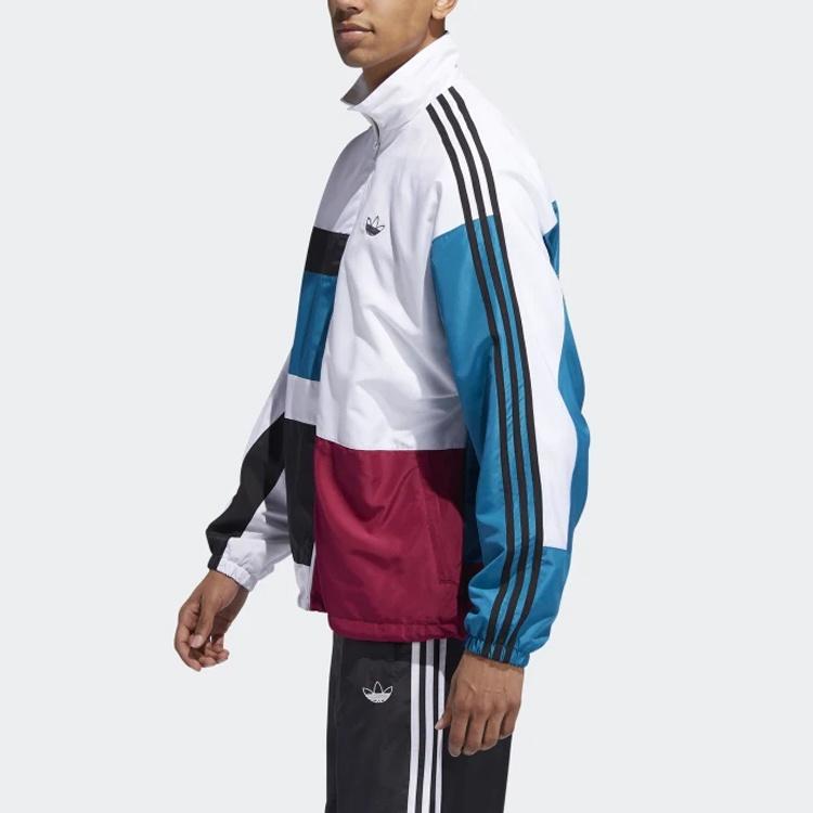 adidas originals Spirit Oversized Multicolor Splicing Sports Jacket White Men's ED6242