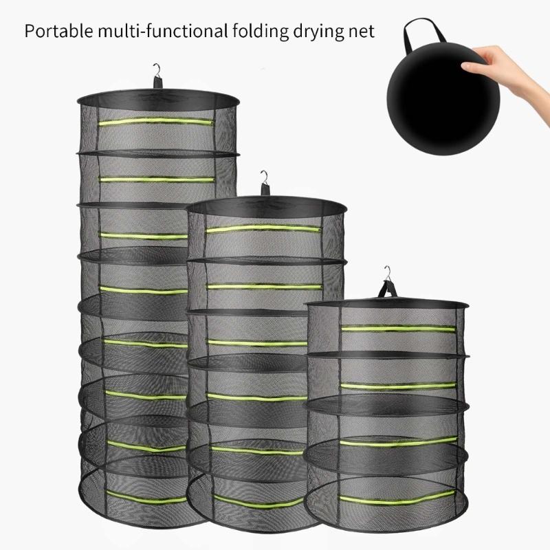 Foldable Ventilated Mesh Organiser With Hanging Hook Rustproof Nylon Designs Rack For Camping Home Storage Solution