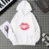 Sexy lip print hoodie long-sleeved women's casual fashion sweatshirt