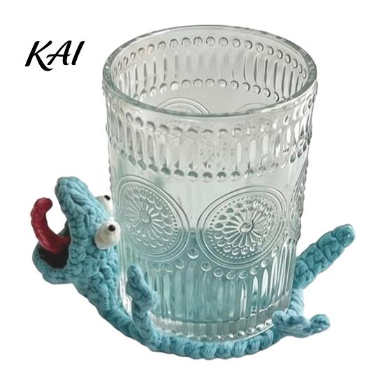 Handmade Drink Coaster Crochet Lizard Coaster, Funny Animal Cup Mat, 3D Knitted Unique Mat for Desk, Cute Heat Resistant Table Protector Blanket