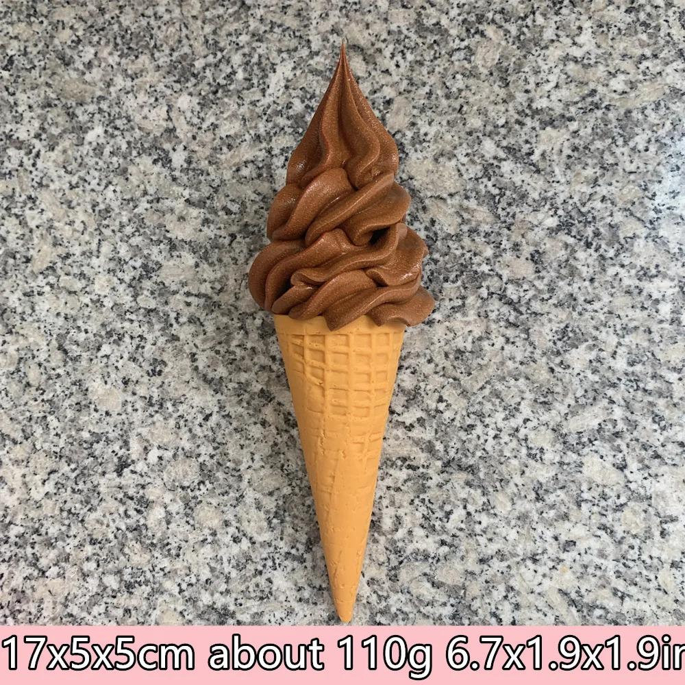 Plastikowy Model Symulujący Jedzenie Dekoracja Rekwizyt Podwójne Kolory DIY Lody Sztuczny Rożek Waflowy 17cm 6.7cala Pokaz Wideo ASMR