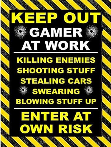 Vintage Metal Tin Sign Keep Out Gamer At Work Wall Decor Home Decor 20x30cm(7.8x11.8inch)