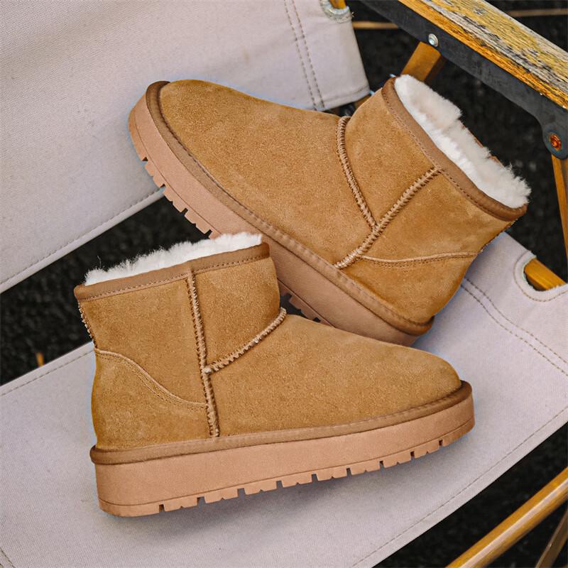 Shenbaolai Women s Sheepskin Fur Lined Winter Boots