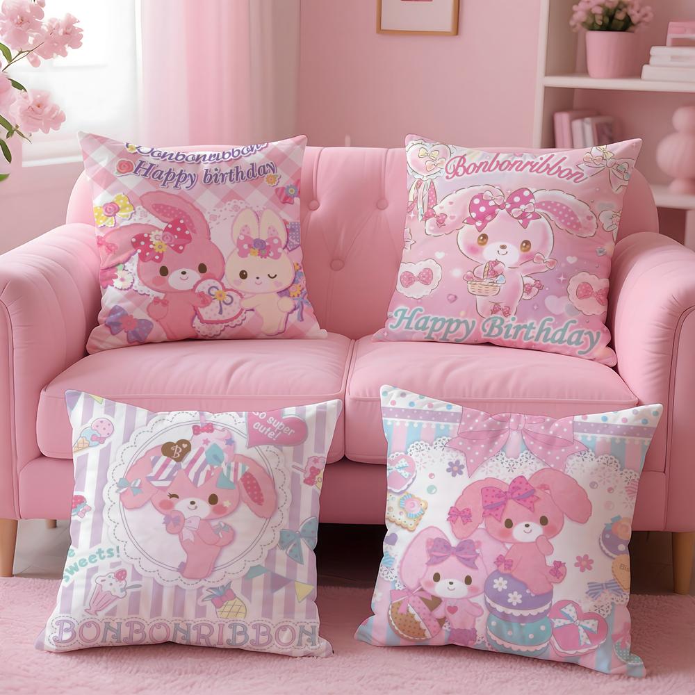 Cute Bonbonribbon Pillow Case Short Plush Double-Sided Printing Home Machine Washable In Warm Winter Cushion Cover