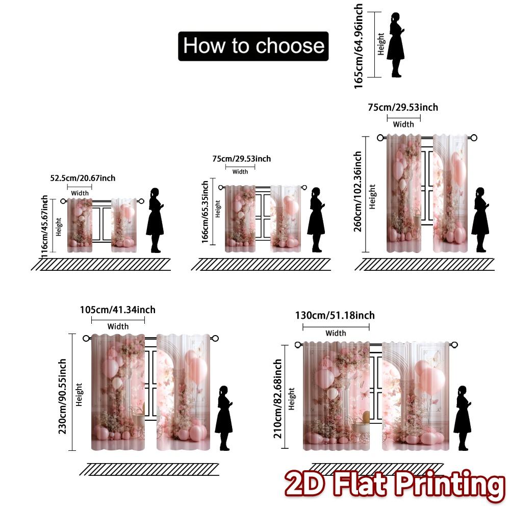 2pcs   2D FLAT PRINTING Curtains (Without Rod) Blush Bliss Popular Popular Curtain Durable Polyester Curtains Art Deco Festive
