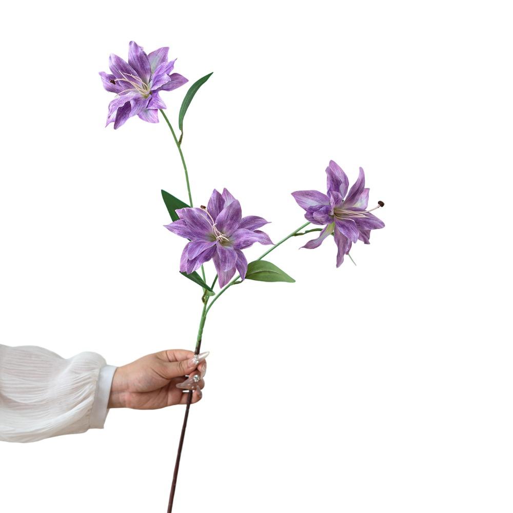 86cm Height Artifiical Flower Branch Flexible Stems Lily Fake Flower  Desktop Ornament