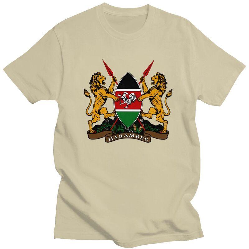 Custom Coat Of Arms Of Kenya Flag Tshirt for Men Short Sleeve Casual T Shirt Tshirt Slim Fit Pure Cotton Tees Gift Idea
