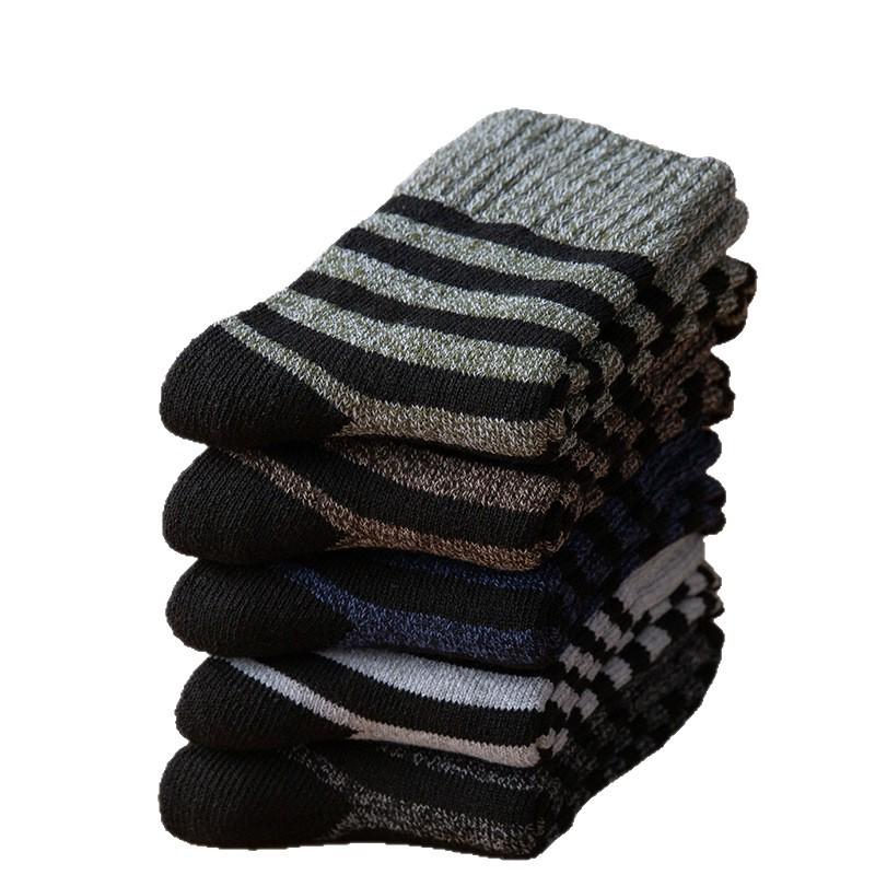 Men's Mid-Calf Thick Terry Socks - Warm, Odor-Resistant & Breathable for Autumn/Winter