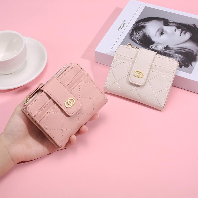 2024 Spring Women's High-End Zipper Coin Purse: Short Solid Color Wallet & Card Holder
