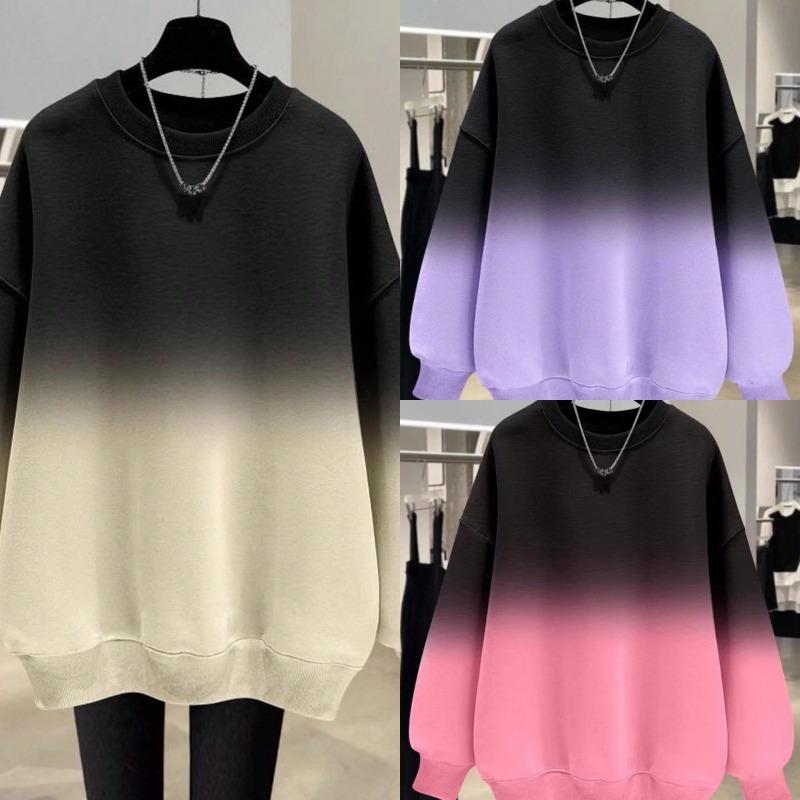 European American Gradient Tie-dye Sweatshirt Women's Loose Winter Top Hoodies