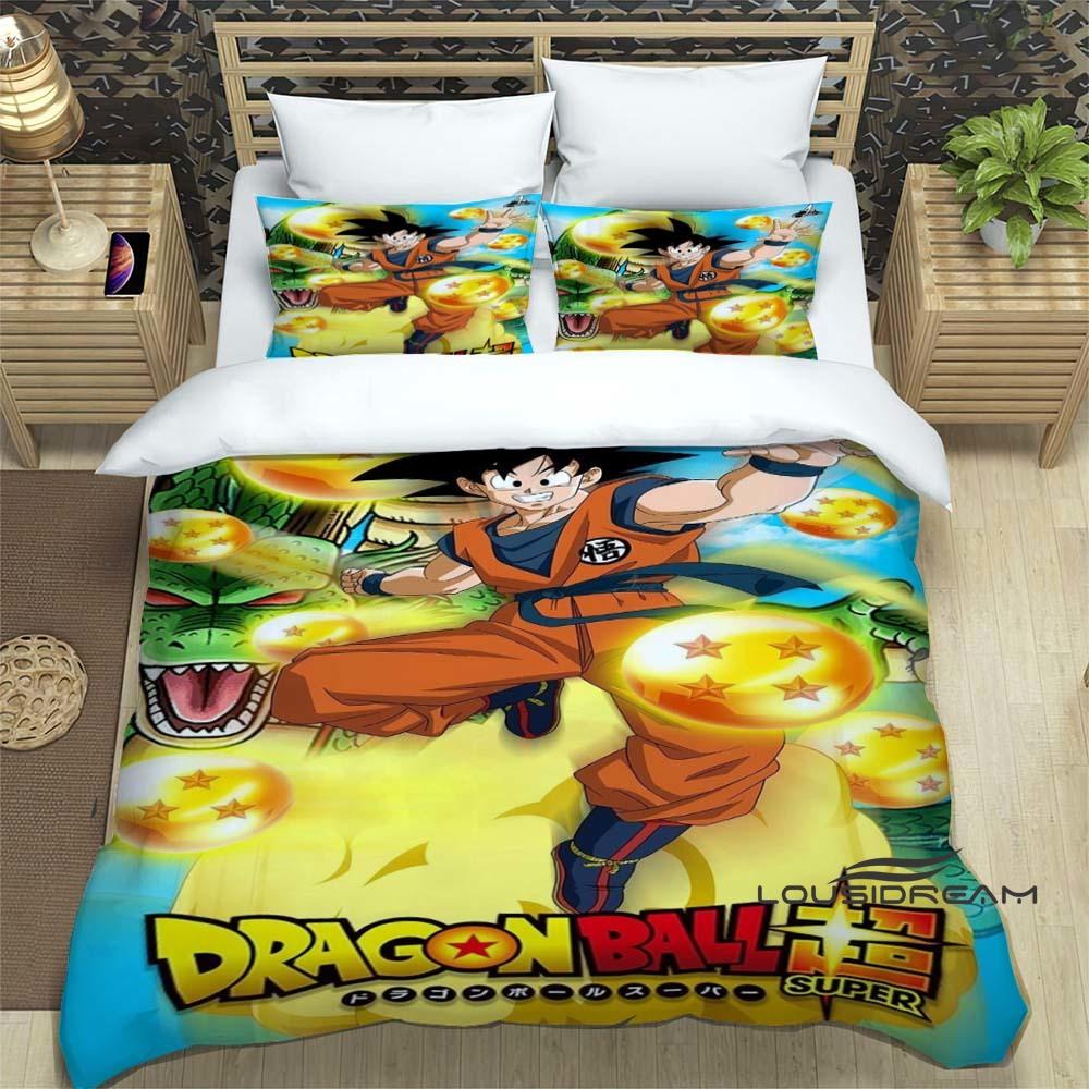 3D Dragon Ball Cartoon Bedding Set (3 Pieces) – Includes Duvet Cover and Pillowcases. Soft and Comfortable.