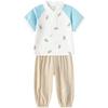 Balabala Boys' Short Sleeve Exquisite Bear Two-Piece Set
