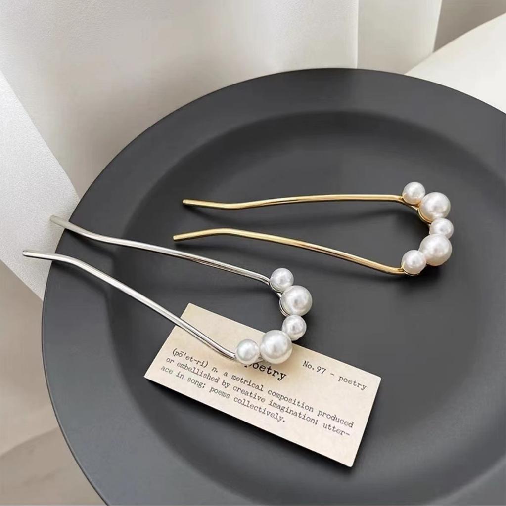 1 Stück U-förmige Haarnadeln Perle Legierung gewellte Haarspangen Einfache Metall Haarspangen Brautfrisur Werkzeuge Accessoires Hochzeit