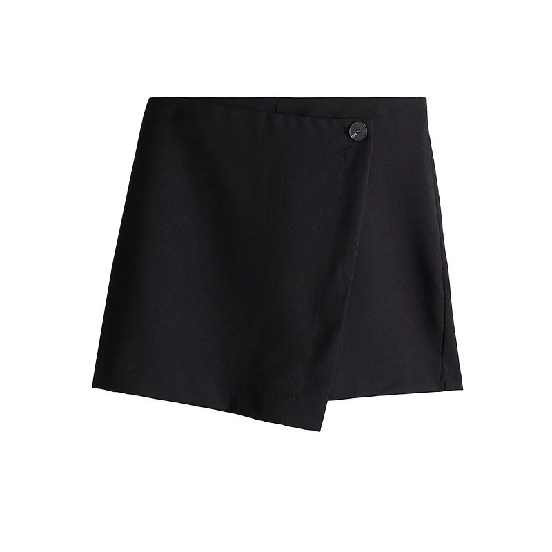 25 Spring New Women's Clothing American Asymmetrical Design Easiest for Match Pure Color A- line Wrap Short Pantskirt 1264050