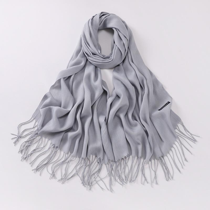Autumn and winter various solid color imitation cashmere scarves women's monochrome thickened warm fringed shawl scarf scarf bright red scarf
