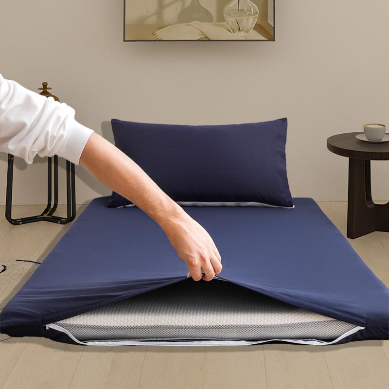 

360° полностью закрытый с молнией защитный чехол для матраса студента младенец односпальная двуспальная простыня защитный коврик 90/150 см 90x200cm 1pc темно-синий