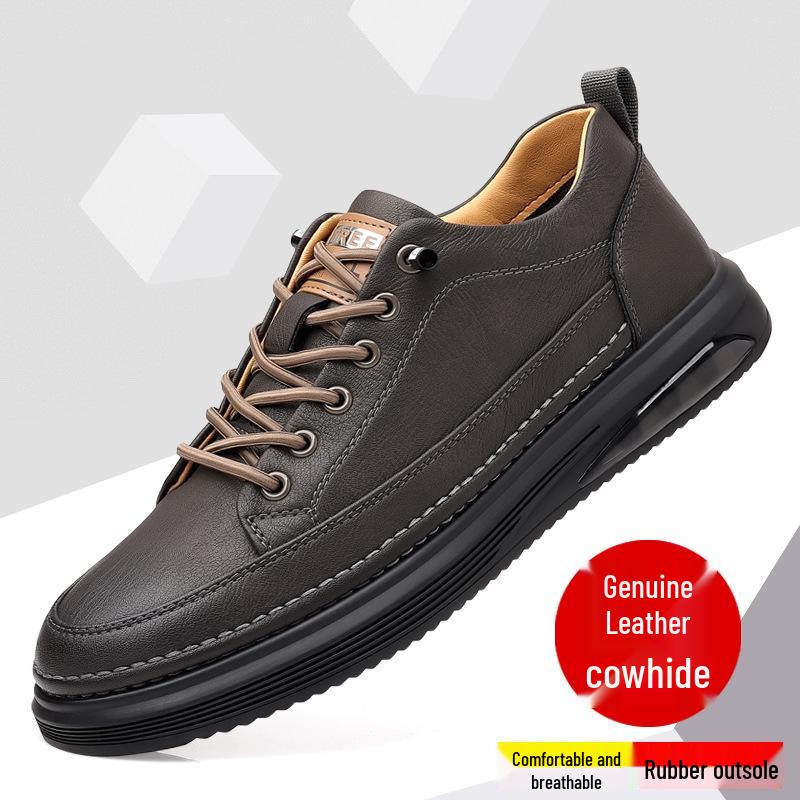 

Men s Spring Leather Slip-on Casual Shoes, Genuine Soft Trend Board Style. 38