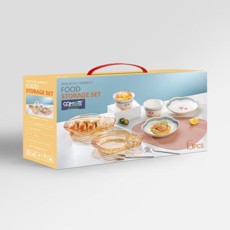 COMATE 6-Piece Minimalist Glass Dinnerware Set