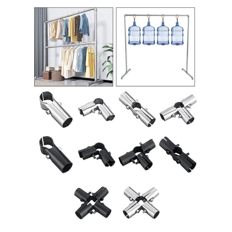 5pcs Rustproof Stainless Steel Pipes Fittings for Drying Racks Tube Connectors