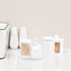 1pc Large Capacity Dustproof Cosmetic Organiser Cotton Swab Organiser,Bamboo Lid,Portable Cotton Swab and Powder Puff Holder