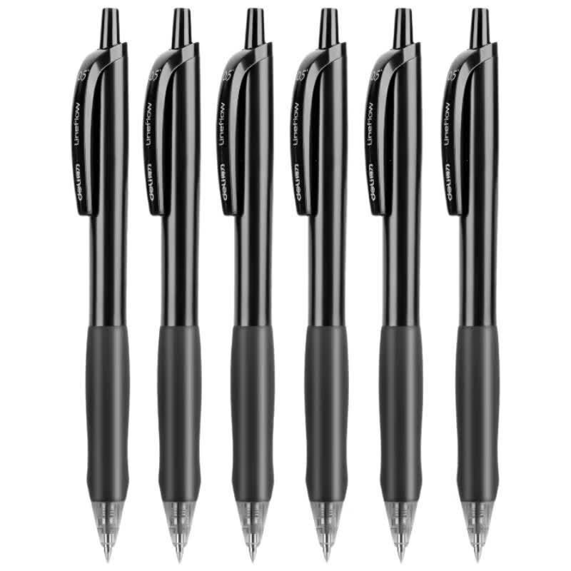 Deli S60-6 Ret retractable Gel Pen 0.5mm, Black (6-Pack)