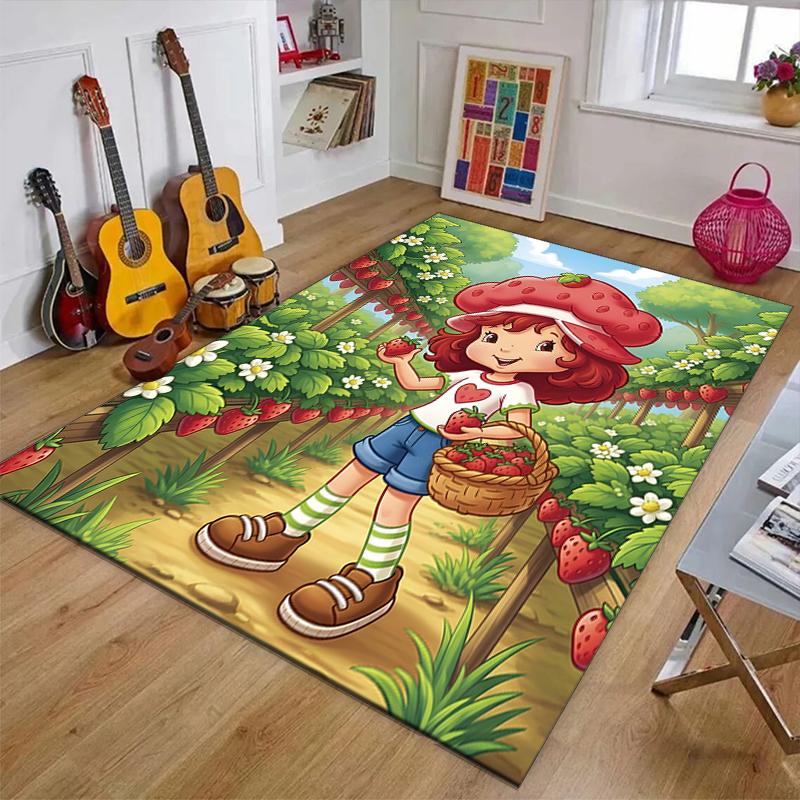 Strawberry Polyester Carpet, Soft Indoor Mat for Office Chair, Living Room, Computer Desk - Decorative Home Office Rug Design