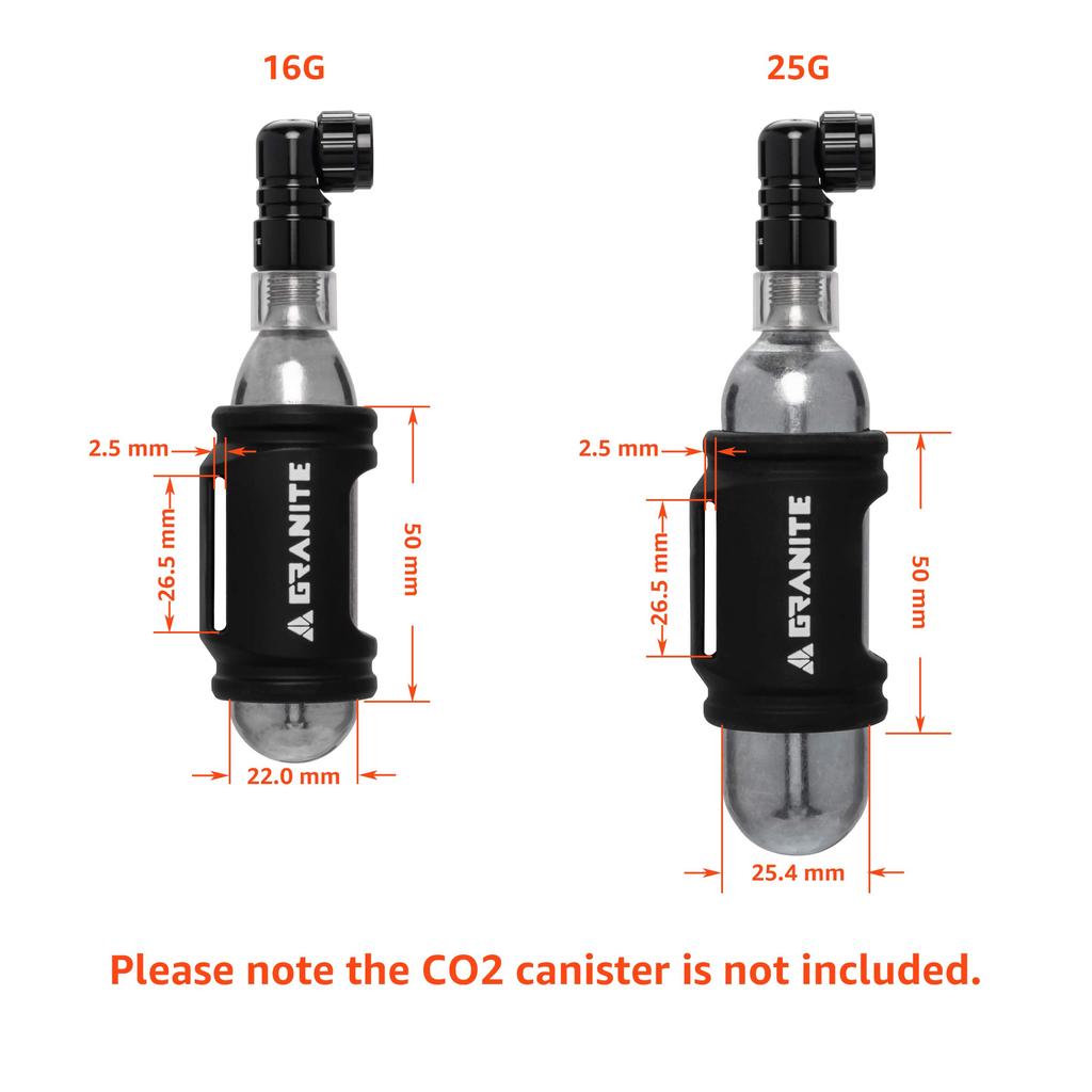 Granite Punk CO2 Inflator with Silicone Sleeve for MTB Carrier Straps Easy and Quick Pumping Solution -