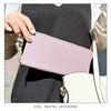 Genuine leather long wallet for men and women in natural ivory. Features a round zipper closure, coin purse, and card slots.