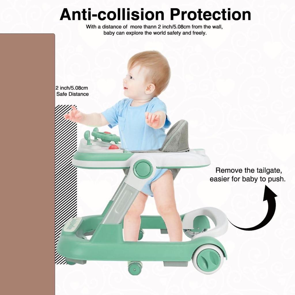 Ubravoo Chodítko 2 v 1, chodítko pro batolata s vyjímatelnou miskou na krmení a podnosem na hudbu, skládací chodítko pro děti ve věku 6–18 měsíců